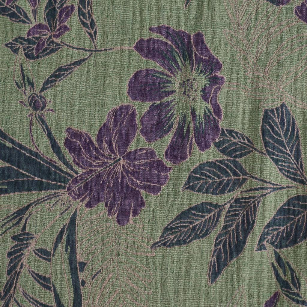 Musselin Double Gauze Jacquard Blüten grün lila